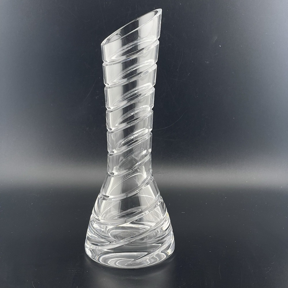 Nambe Vase Crystal Glass Spiral Karim Rashid Modern Bopp Collection 8.5 in